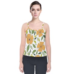 Flower Petal Plant Leaves Velvet Spaghetti Strap Top