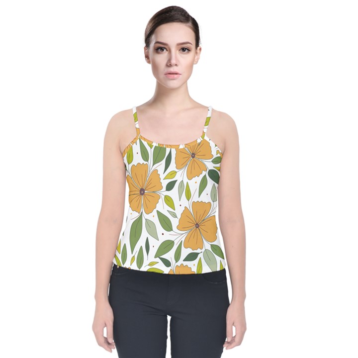 Flower Petal Plant Leaves Velvet Spaghetti Strap Top