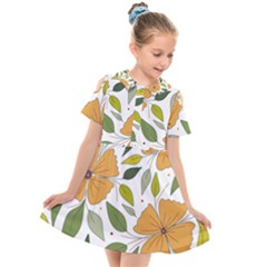 Flower Petal Plant Leaves Kids  Short Sleeve Shirt Dress