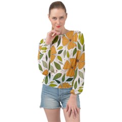 Flower Petal Plant Leaves Banded Bottom Chiffon Top