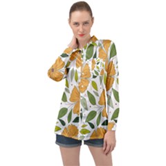 Flower Petal Plant Leaves Long Sleeve Satin Shirt