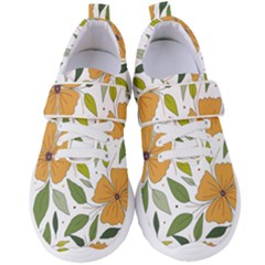 Flower Petal Plant Leaves Women s Velcro Strap Shoes