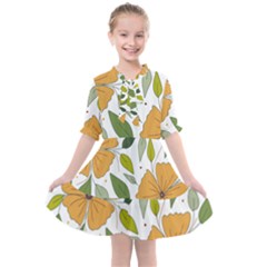 Flower Petal Plant Leaves Kids  All Frills Chiffon Dress