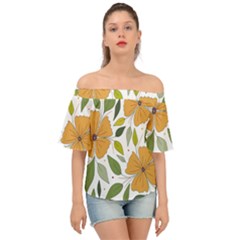 Flower Petal Plant Leaves Off Shoulder Short Sleeve Top