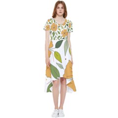 Flower Petal Plant Leaves High Low Boho Dress by Maspions