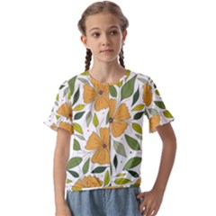 Flower Petal Plant Leaves Kids  Cuff Sleeve Scrunch Bottom T-shirt