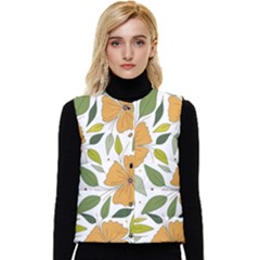 Flower Petal Plant Leaves Women s Button Up Puffer Vest