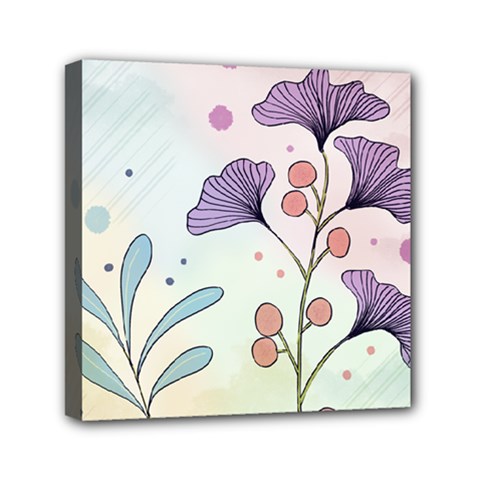 Flower Paint Flora Nature Plant Mini Canvas 6  X 6  (stretched)