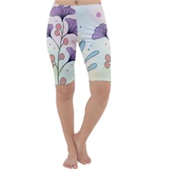 Flower Paint Flora Nature Plant Cropped Leggings 