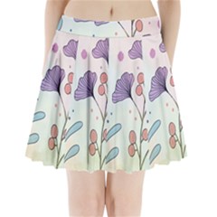 Flower Paint Flora Nature Plant Pleated Mini Skirt