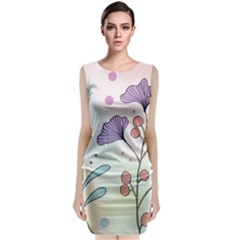 Flower Paint Flora Nature Plant Sleeveless Velvet Midi Dress