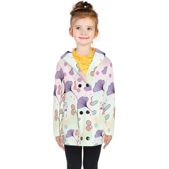 Flower Paint Flora Nature Plant Kids  Double Breasted Button Coat