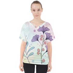 Flower Paint Flora Nature Plant V-neck Dolman Drape Top