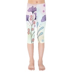 Flower Paint Flora Nature Plant Kids  Capri Leggings 