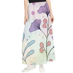 Flower Paint Flora Nature Plant Maxi Chiffon Skirt by Maspions