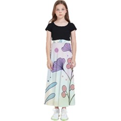 Flower Paint Flora Nature Plant Kids  Flared Maxi Skirt