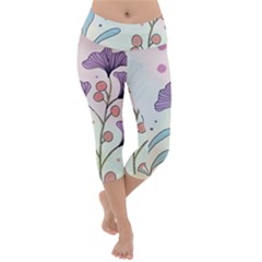 Flower Paint Flora Nature Plant Lightweight Velour Capri Yoga Leggings