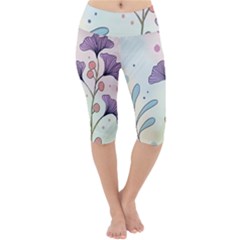 Flower Paint Flora Nature Plant Lightweight Velour Cropped Yoga Leggings