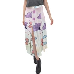 Flower Paint Flora Nature Plant Velour Split Maxi Skirt