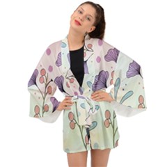 Flower Paint Flora Nature Plant Long Sleeve Kimono by Maspions