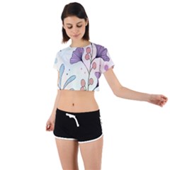 Flower Paint Flora Nature Plant Tie Back Short Sleeve Crop T-shirt