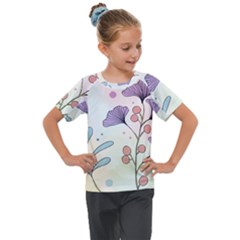 Flower Paint Flora Nature Plant Kids  Mesh Piece T-shirt