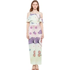 Flower Paint Flora Nature Plant Draped Sleeveless Chiffon Jumpsuit by Maspions