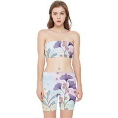 Flower Paint Flora Nature Plant Stretch Shorts And Tube Top Set