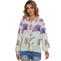 Flower Paint Flora Nature Plant Women s Long Sleeve Button Up Shirt