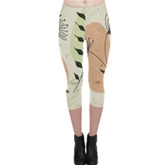 Flora Floral Flower Nature Plant Doodle Capri Leggings 