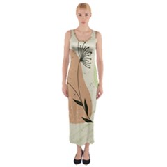 Flora Floral Flower Nature Plant Doodle Fitted Maxi Dress