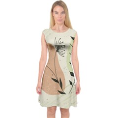 Flora Floral Flower Nature Plant Doodle Capsleeve Midi Dress