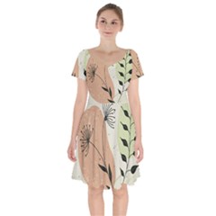 Flora Floral Flower Nature Plant Doodle Short Sleeve Bardot Dress