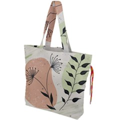 Flora Floral Flower Nature Plant Doodle Drawstring Tote Bag