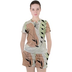 Flora Floral Flower Nature Plant Doodle Women s T-shirt And Shorts Set