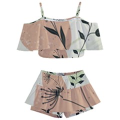 Flora Floral Flower Nature Plant Doodle Kids  Off Shoulder Skirt Bikini