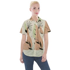 Flora Floral Flower Nature Plant Doodle Women s Short Sleeve Pocket Shirt