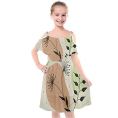 Flora Floral Flower Nature Plant Doodle Kids  Cut Out Shoulders Chiffon Dress by Maspions