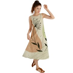 Flora Floral Flower Nature Plant Doodle Summer Maxi Dress