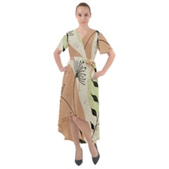 Flora Floral Flower Nature Plant Doodle Front Wrap High Low Dress