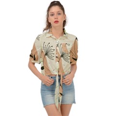 Flora Floral Flower Nature Plant Doodle Tie Front Shirt 