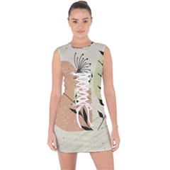 Flora Floral Flower Nature Plant Doodle Lace Up Front Bodycon Dress