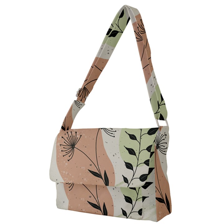 Flora Floral Flower Nature Plant Doodle Full Print Messenger Bag (L)