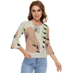 Flora Floral Flower Nature Plant Doodle Bell Sleeve Top