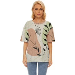 Flora Floral Flower Nature Plant Doodle Oversized Basic T-shirt by Maspions