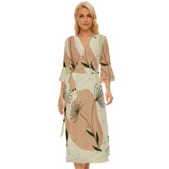 Flora Floral Flower Nature Plant Doodle Midsummer Wrap Dress