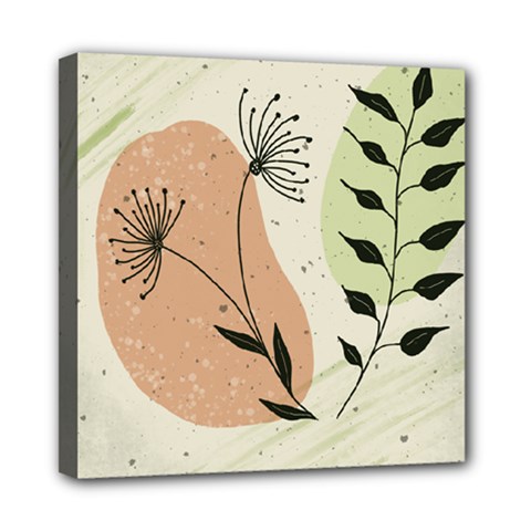 Flora Floral Flower Nature Plant Doodle Mini Canvas 8  X 8  (stretched)