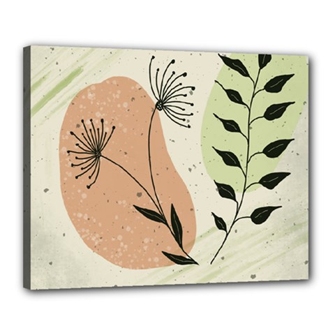 Flora Floral Flower Nature Plant Doodle Canvas 20  X 16  (stretched)