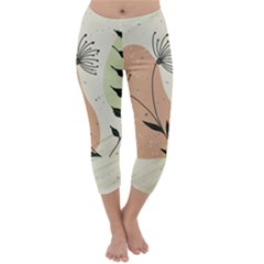 Flora Floral Flower Nature Plant Doodle Capri Winter Leggings 