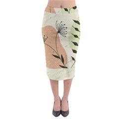 Flora Floral Flower Nature Plant Doodle Midi Pencil Skirt